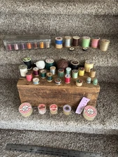 Vintage Wooden Spools And Sewing Miscellaneous 