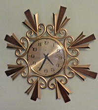 Vintage 1960's Paico Starburst wall clock with replacement mechanism GWO