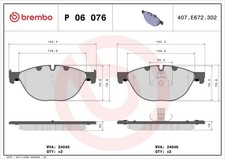 BREMBO Bremsbelagsatz Scheibenbremse PRIME P 06 076 f�r BMW F10 F11 F13 F07 F12