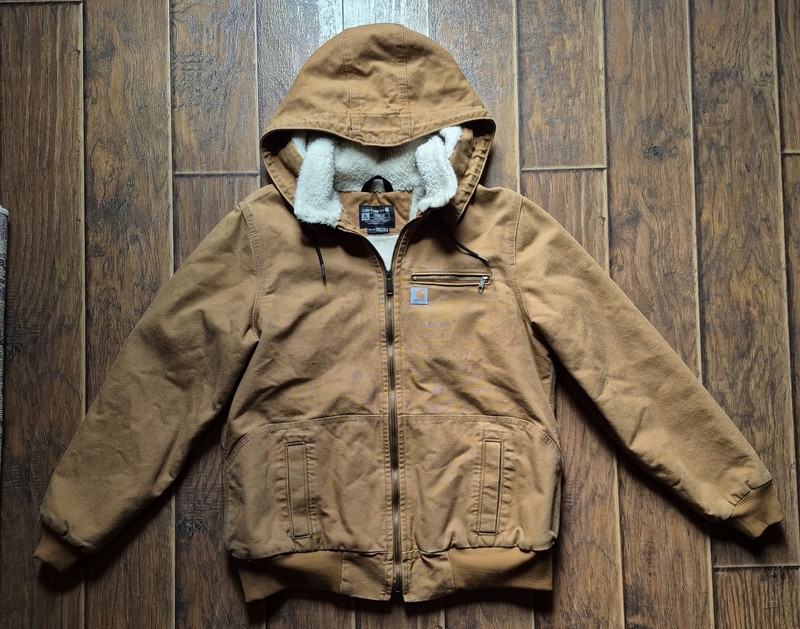 Women's Carhartt XL Loose Fit Brown Wildwood Removable Hood Sherpa Lined Jacket 