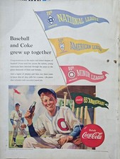1951 Baseball and Coke grew up together Boy Bottle Coca Cola Vintage Sports Ad