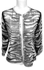 Chico's jacket sheer black/ silver Zebra applique size 0 original 129.00 NEW