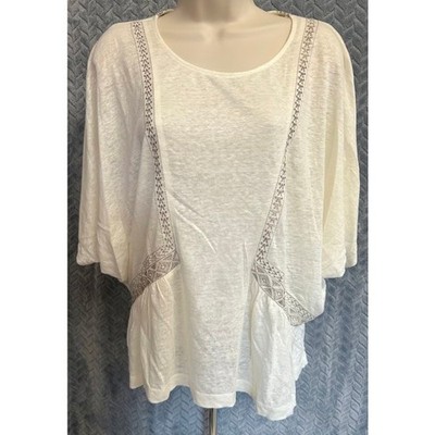 Akemi + Kin Anthropologie NWT 100% Linen Ivory Top Sze S BOHO Chic Coastal Aztec