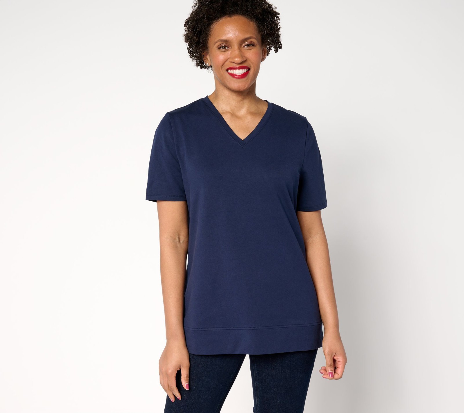 Maya J Women's Top Sz XL Denim & Co. EasyWear French Terry Short Blue A685434