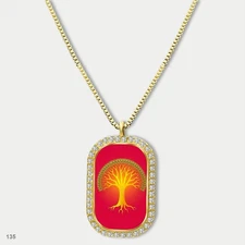 Stunning Colorful Tree of Life Pendant Necklace Chain Graphic Dog Tag Chain Gift