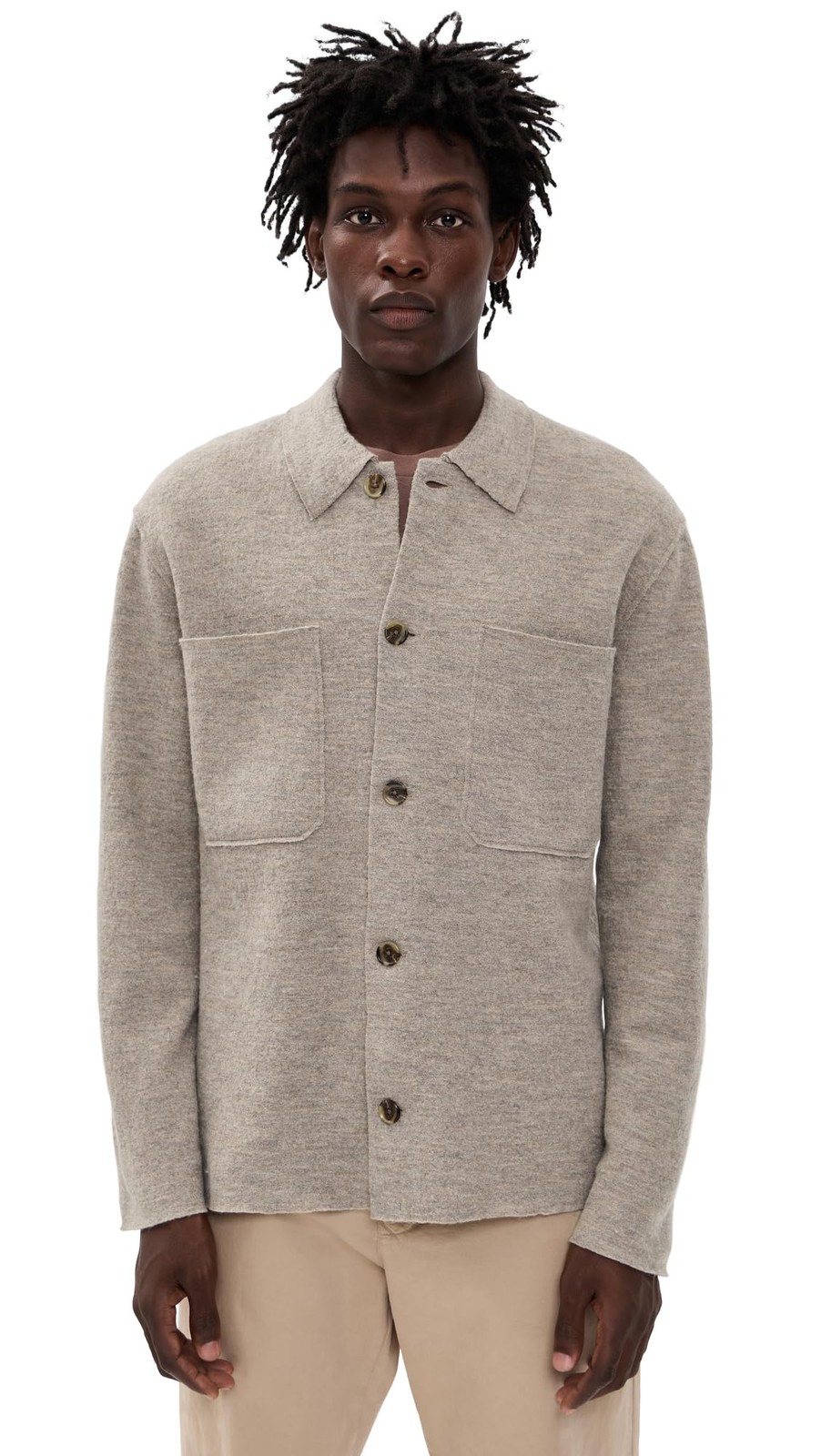 NN07 Mens Jonas Full Button Sweater Khaki Beige Off White S 54590₽