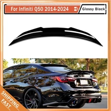 For 2014-24 Infiniti Q50 PSM Style HighKick Rear Trunk Spoiler Wing Gloss Black