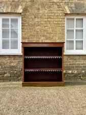 19th Century Mahogany Open Bookcase with Gilded Leather Fringes