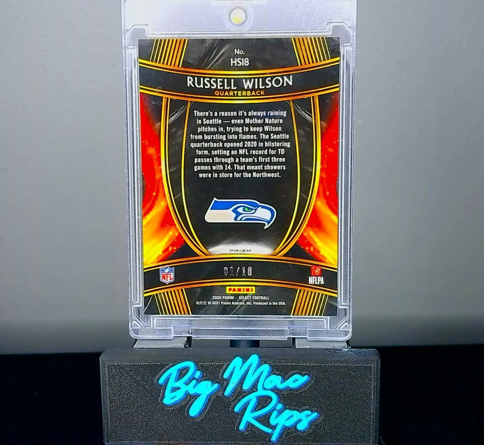 2020 Panini Select Hot Stars Gold Prizm /10 Russell Wilson #HS18 - Image 2 of 2