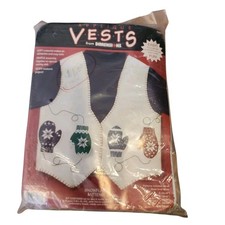 Dimensions Vtg '96 Applique Vest Craft Kit Snowflake Mittens NIP