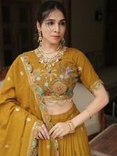 Heavy Embroidered Vichitra Lehenga Choli Ready To Wear Party Wear
