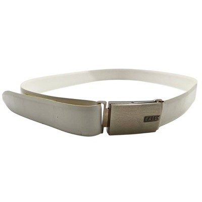 Bally Mens White Leather Belt Silver Buckle Size 36/90 Made In Italy