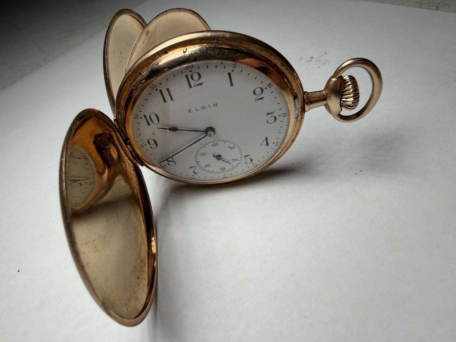 Vintage Elgin Pocket Watch 15 Jewel Model 2 HW 14K Gold Hunter Case 71.2g