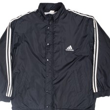 VINTAGE ADIDAS 3 STRIPES BLACK SHERPA LINED WINDBREAKER JACKET 1990S XL