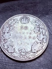 1916 King George Sterling Canada Silver 50 Cents Coin Half Dollar 92.%