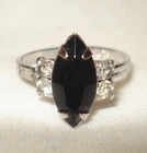 Vintage Sarah Coventry Silver Tone Black Stone Costume Jewelry Adjustable Ring