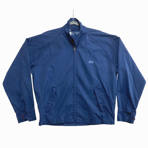 Lacoste Harrington Jacket Mens Large Blue Full Zip Mock Neck Embroidered