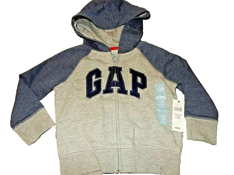 6P NWT Boys 18-24M BABY GAP Hooded Hoodie Full Zip Sweatshirt Jacket