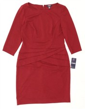 CHAPS Womens Petite 3/4 Sleeve Sheath Dress US 14 XL Red Polyester DD38
