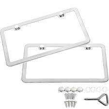 2 X High Quality Stainless Steel License Plate Frame Chrome Screw Caps -silver 2 X High Quality Stainless Steel License Plate Frame Chrome Screw Caps -silver