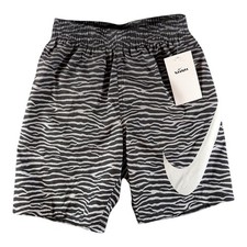 Nike Boys Swim Shorts Black S - Tiger Fade Volley Quick Dry Mesh Lined 7" Inseam