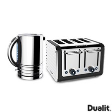 Dualit Architect Kettle 1.5L 4 Slot Toaster Set Matt Black Peep Pop Kitchen