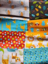 bundle of 8 fat quarters cartoon animals bright colors great for kids quilting