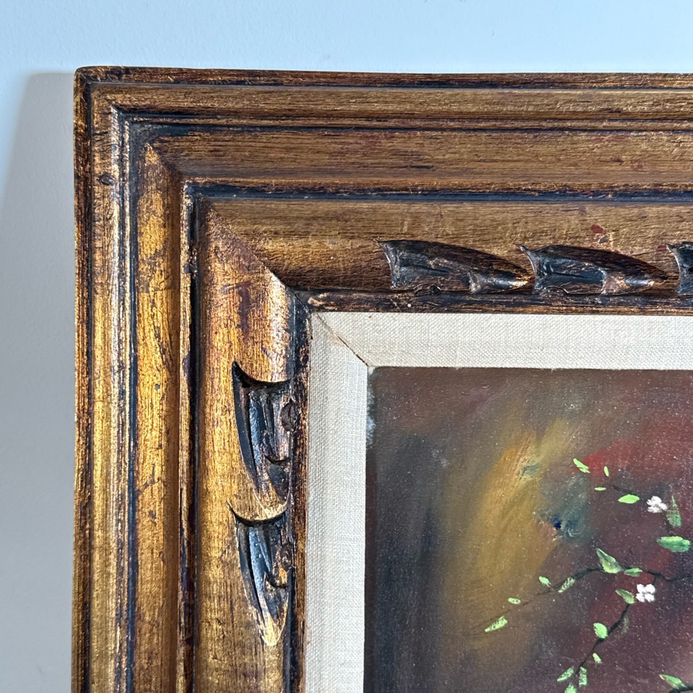 Original oil painting on canvas Still Life with Violin Signed Gilles 22 x 22 "