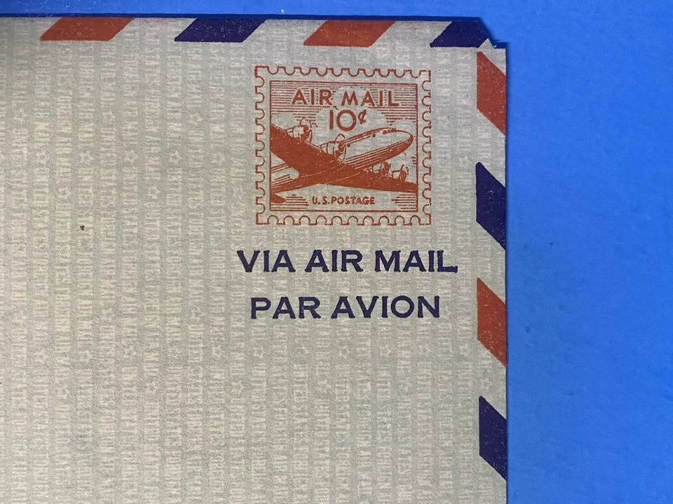 U16 AIRMAIL ENVELOPE 10c AIRPLANE IN FLIGHT 1947 - Image 2 of 3