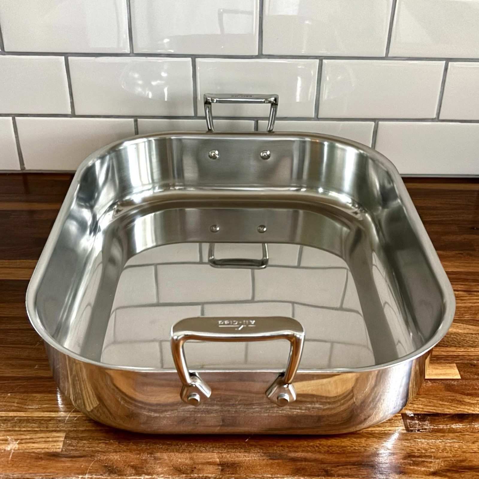 All Clad Stainless Steel Roasting Pan 16" x 13" Large Deep Dual Handle No Rack
Opens in a new window