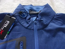 NWT RLX Ralph Lauren pullover, men's M, top zippered, $168, herringbone blue
