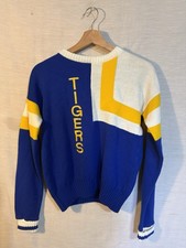 Vintage Dehen Tigers Knit Sweater USA Made Colorblock Varsity Acrylic M