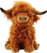 Stuffed Animals Highland Cows Cute Stuff Fluffy Cattle Dolls 11 Inch Brown
