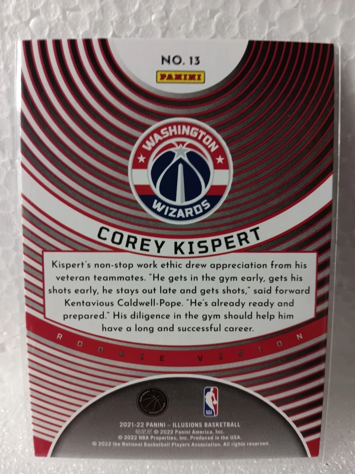 2021-22 Panini Illusions - Rookie Vision Corey Kispert #13 (RC) - Image 2 of 2