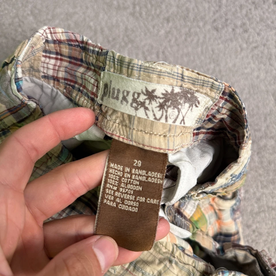 Plugg Men’s Madras Patchwork Plaid Chino Shorts Size 29 Preppy Beach Casual - Image 4 of 4