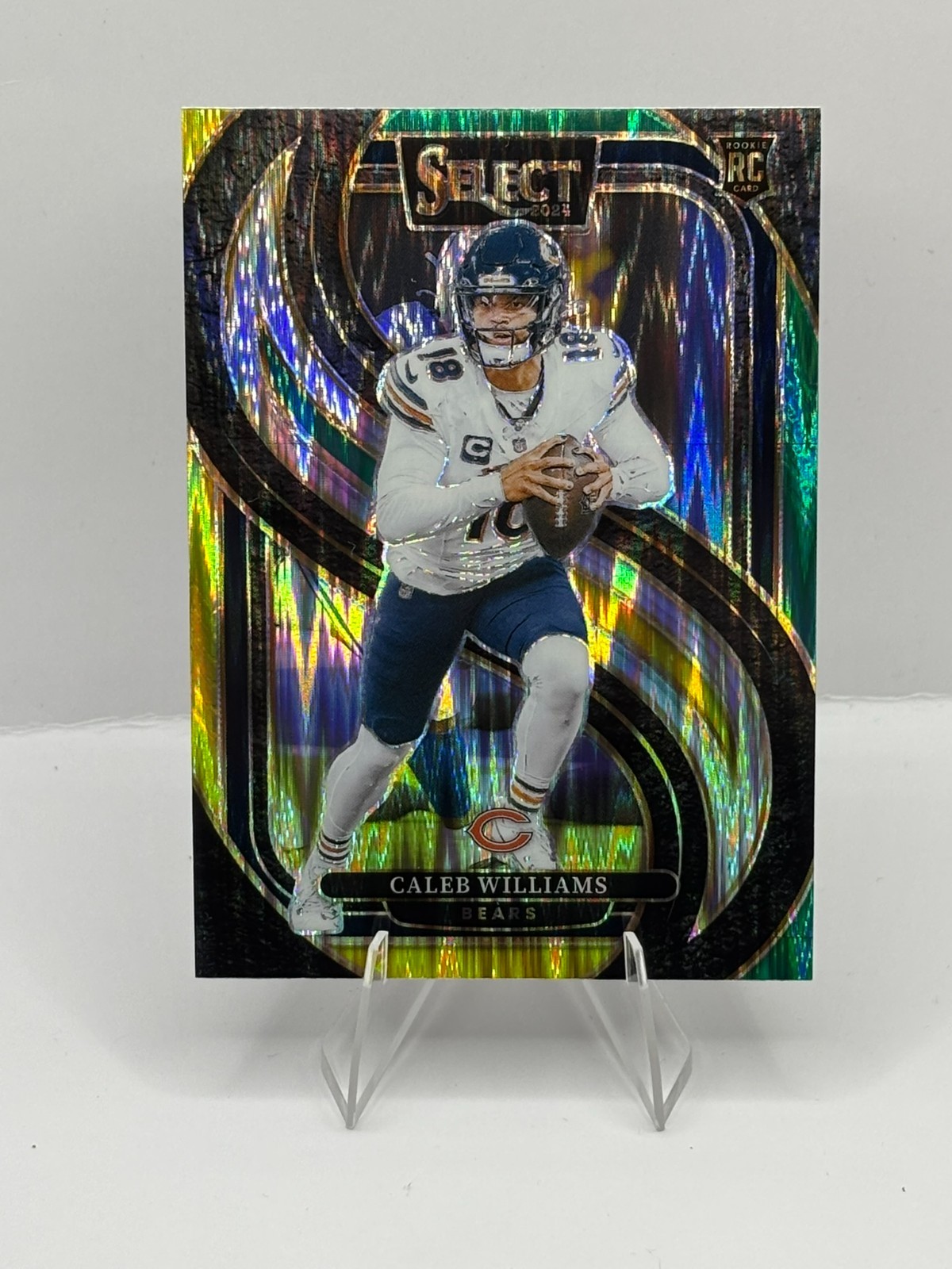 2024 Panini Select - Premier Level Caleb Williams #114 Green & Yellow Shock