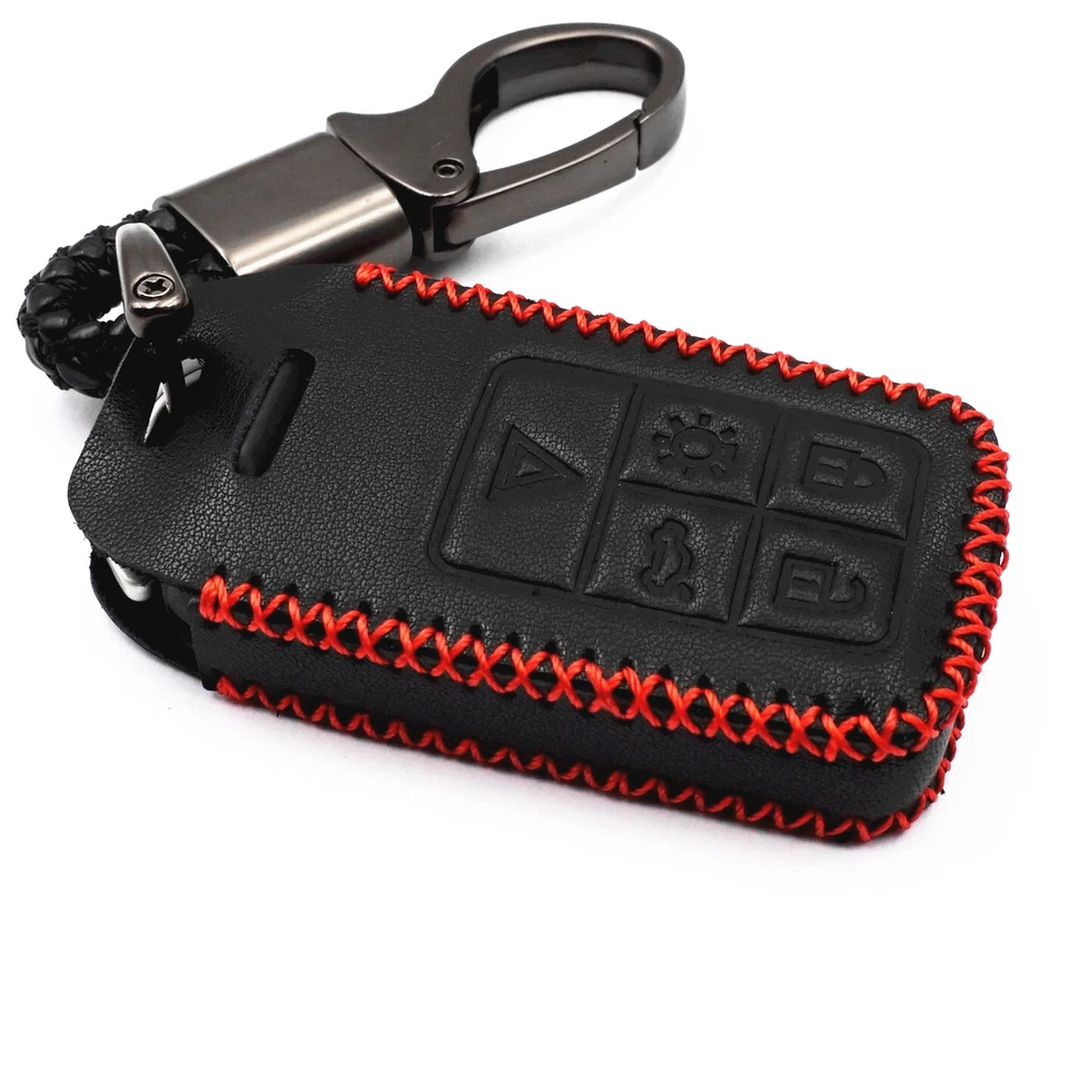 5 Botones Cuero Negro para Volvo S60 S80 V60 V70 XC60 XC70 Llavero Estuche Llavero Cubierta Foto 4 de 4