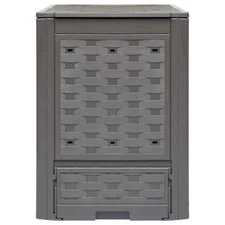 Garden Composters Set - 900L Brown Plastic Rattan for Outdoor Composting vidaXL