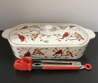 Temptations Birchwood Squoval Oblong Baking Dish W Tongs