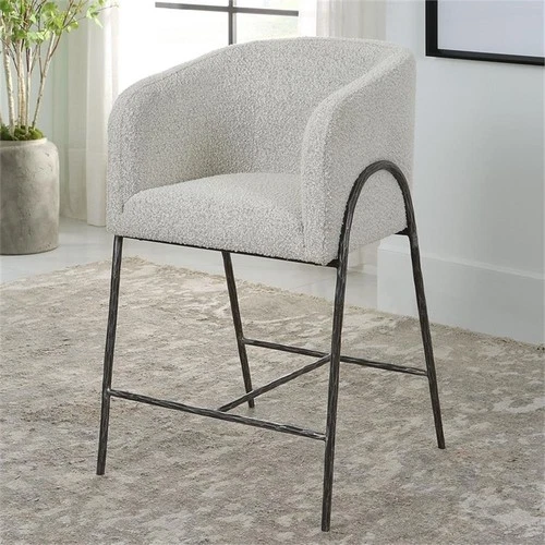 Uttermost Jacobsen 27" Contemporary Steel and Fabric Counter Stool in Gray - Picture 2 of 7