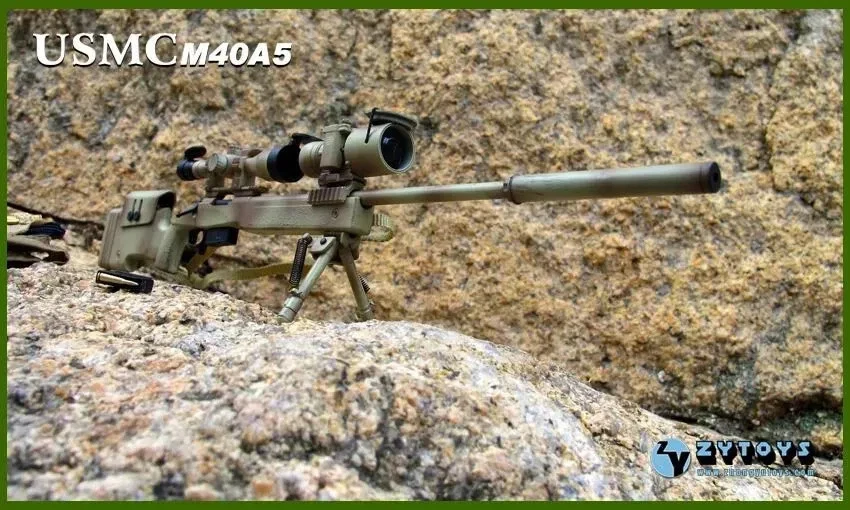 Modelo de rifle sniper 1/6 M40A5 USMC para figuras de ação Hot Toys Phicen Soldier 12" - Imagem 3 de 4