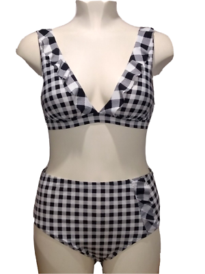 Haut De Bikini Marks & Spencer Blanc Et Noir - Taille 12, Neuf Avec étiquettes