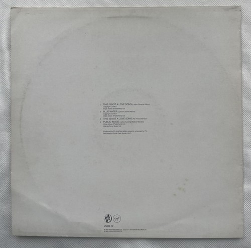 Public Image This Is Not A Love Song (PS) Vinyl 12" Single VS529-12 Punk - Picture 2 of 3
