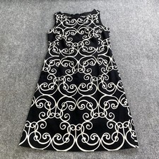 Ann Taylor Dress Women 4 Black White Sleeveless Sheath Silk Blend Career Classic