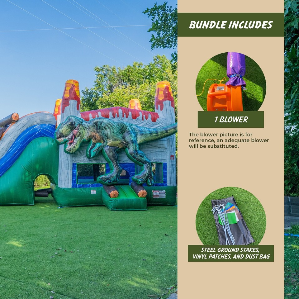 XJUMP Dinosaur Commercial Grade Inflatable Bounce House Water Slide