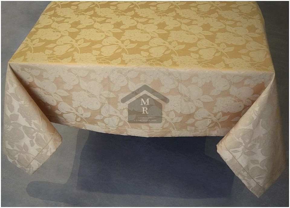 Tovaglia Fiandra Jacquard 100% Cotone Oro con Tovaglioli – Motivo Frutta, 12/18 - Imagen 4 de 4