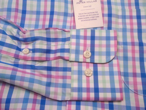 Peter Millar Crown Soft Cotton Silk Multi-Color Check Sport Shirt NWT Small $149 - Picture 4 of 8
