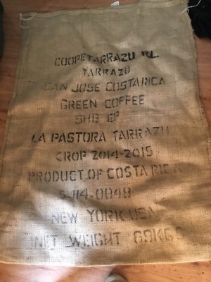 USED Green Coffee Burlap Bag Costa RIco