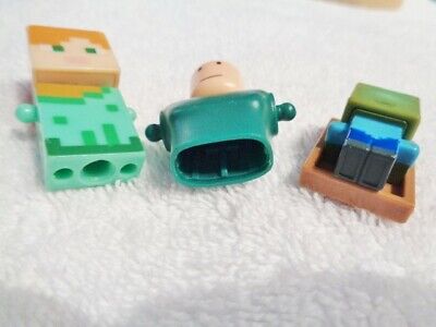 Lego People 3 Mini figure Cube Pixel Window Minecraft Alex Green