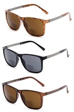 Large Square Inner Bifocal Tinted Sun Reader Reading Sunglasses UV Protect